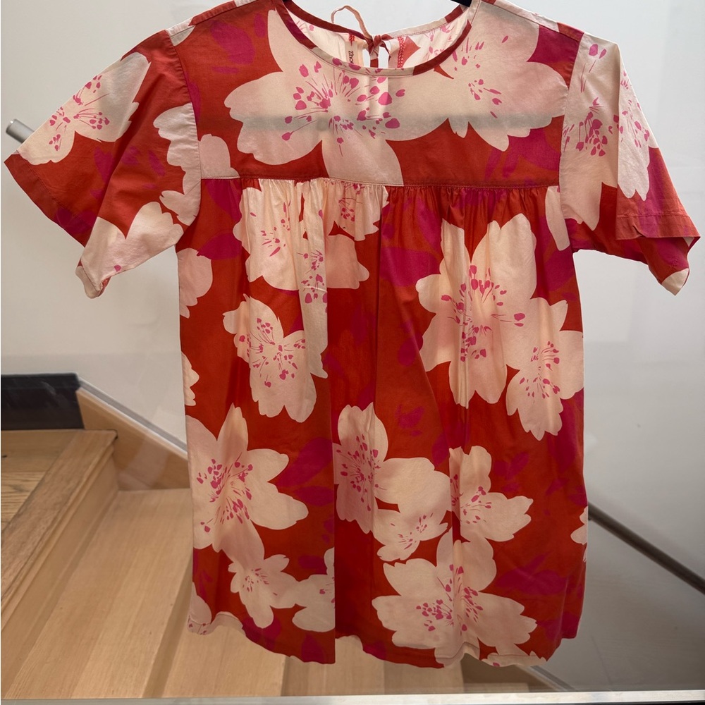 Floral Red Kids Shirt dress Zhoe & Tobiah